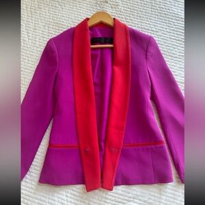 Jenni Kayne 100% silk pink red blazer jacket size XS